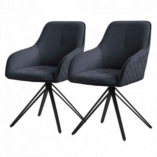 ML-DESIGN JÍDELNÍ ŽIDLE, sada 2 ks, otočné, antracitová tkanina