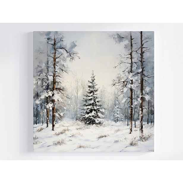 Obraz Na Plátně Canvas Krajina Zima Sníh Les Stromy Vánoční Stromek Příroda 50x50