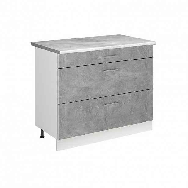 Vicco SPODNÍ SKŘÍŇKA KUCHYŇSKÉ LINKY R-Line, Beton/Bílá, 100 cm pracovná doska Mramor