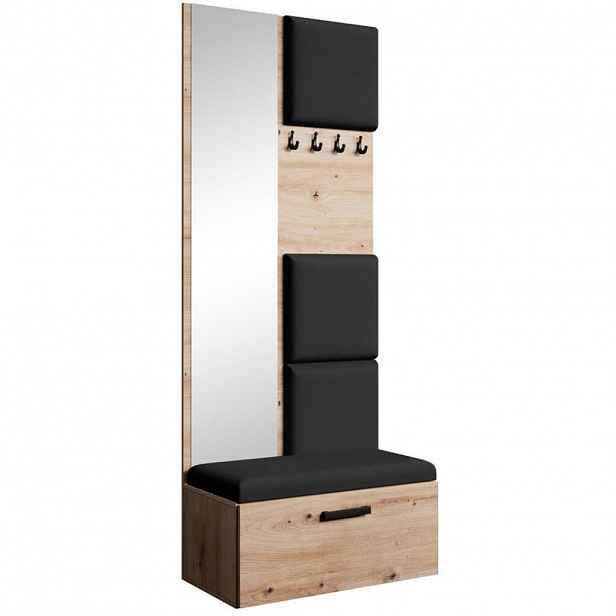 Beautysofa PŘEDSÍŇOVÁ sestava Margaret III 81/203/43 s čalouněnými panely, dub artisan|černá