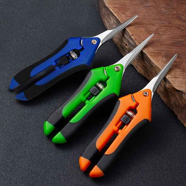 TEMU 3 ks (oranžová, zelená, modrá) lehké ergonomické zahradní nůžky s uzamykatelným designem pro manuální zastřihování trávníků, květin a větví, s