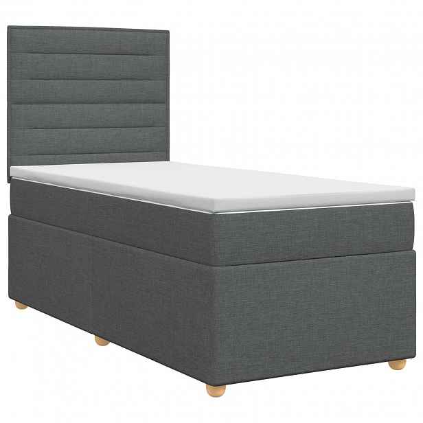 vidaXL Postel boxspring s matrací s čelo Tmavě šedá 90 x 190 cm Textil