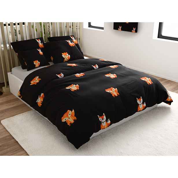 Povlečení z mikrovlákna FOXES černé Rozměr povlečení: 2 ks 70 x 80 cm | 160 x 200 cm