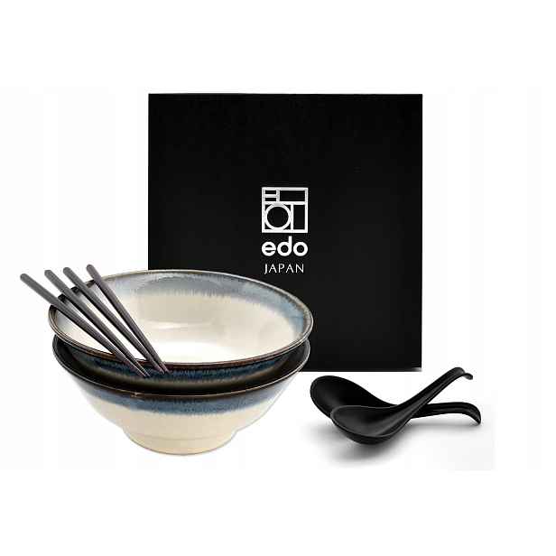 Sada 2 misek s lžícemi a hůlkami Ramen Aurora 22 cm 1100 ml Box