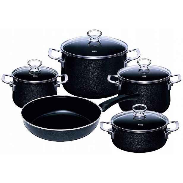 Sada hrnců Riess Black Magic 5 ks smaltovaná indukce Rakousko
