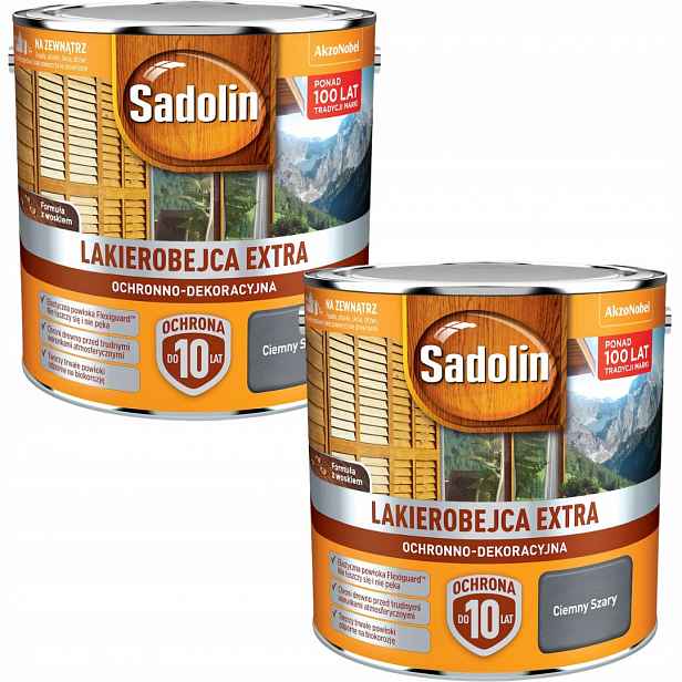Set Sadolin Extra 2x2,5L Ochranný Lak Na Dřevo Tmavě Šedý 5L