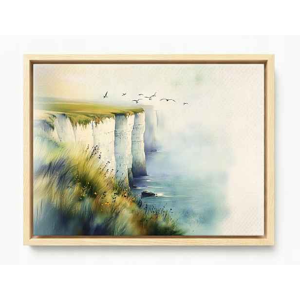 Obraz Rám Americký Box Krajina Moře Bílé Útesy Dover Mlha Ptáci 80x60