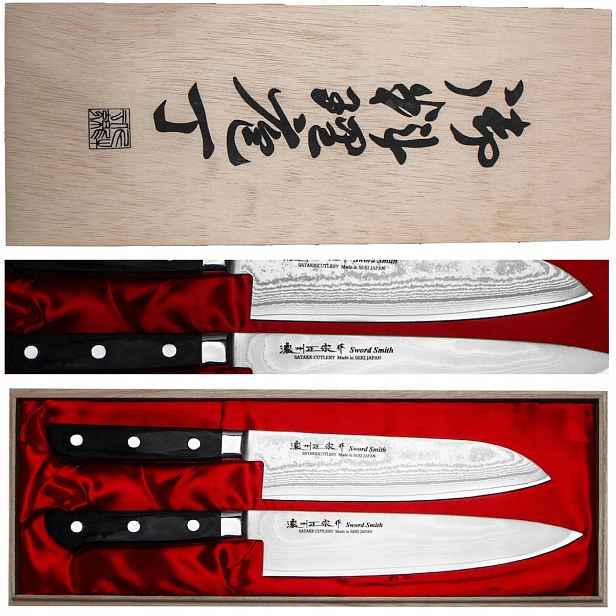 Satake japonský set 2 nožů Nůž šéfkuchaře 20 cm a Santoku 18 cm