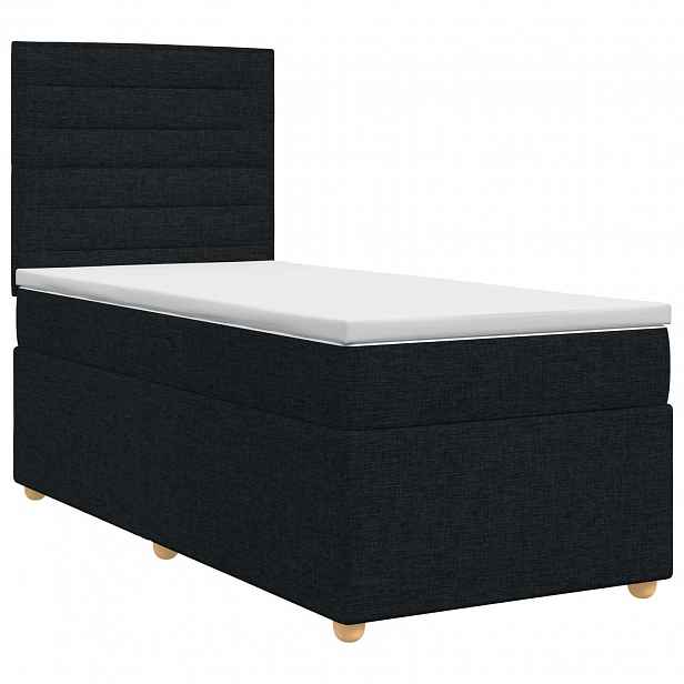 vidaXL Postel boxspring s matrací s čelo Černá 90 x 190 cm Textil