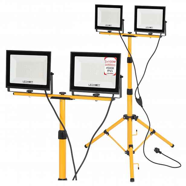 Halogenový Led stativ Stavební reflektor 2x 100W Set 4500K Lampa Stojan