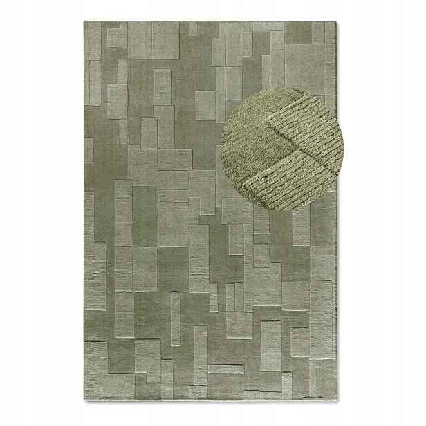 Koberec do obývacího pokoje 120 x 170 cm, zelený, ručně tkaný s 3D efektem