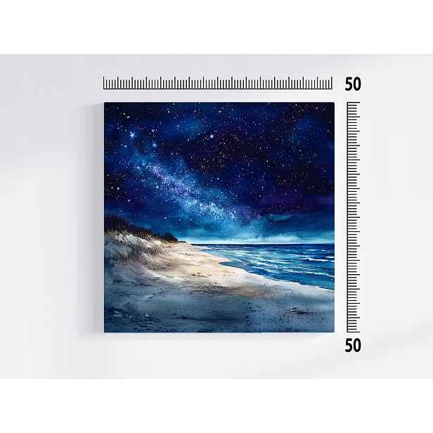 Obraz Na Plátně Canvas Pohled Na Krajinu Moře Pláž Nebe Hvězdy Noc 50x50