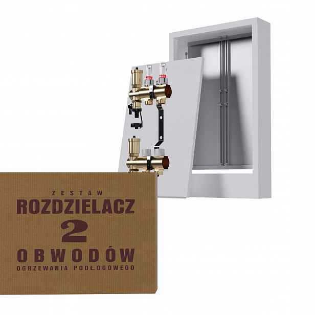 Rozdělovač pro 2-okruhovou mosaznou podlahu a nástěnný box, bílý
