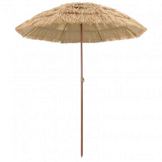 vidaXL Plážový slunečník 160 x 160 x 196 cm Polyester a ocel Přírodní