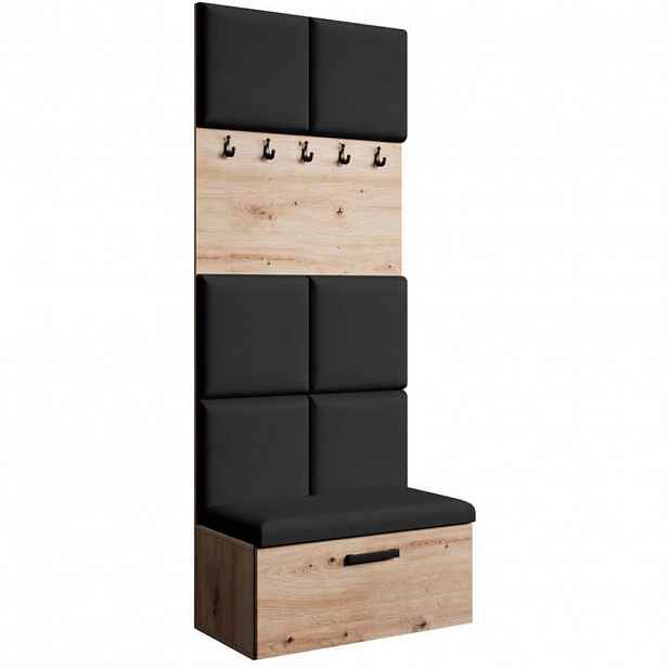 Beautysofa PŘEDSÍŇOVÁ sestava Margaret I 81/203/43 s čalouněnými panely, dub artisan|černá