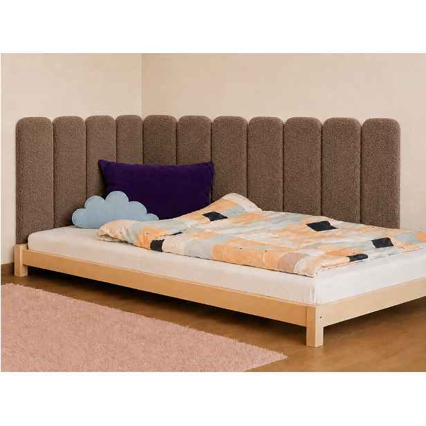 Rovný čalouněný panel na zeď PLYŠ se zaoblenými rohy Zvolte barvu: Béžová, Zvolte rozměr: 30x80 cm, Uchycení na zeď: Bez uchycení (možnost použití le…