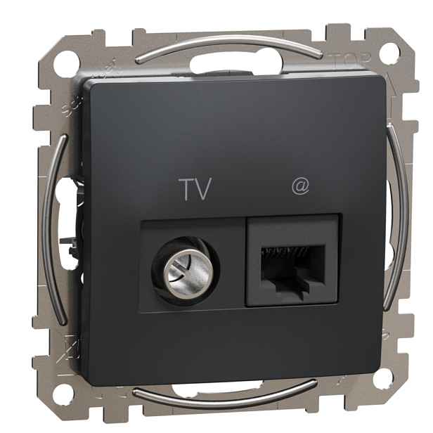 Zásuvka datová a anténní Schneider Sedna Design CAT6 1× RJ45, TV antracit