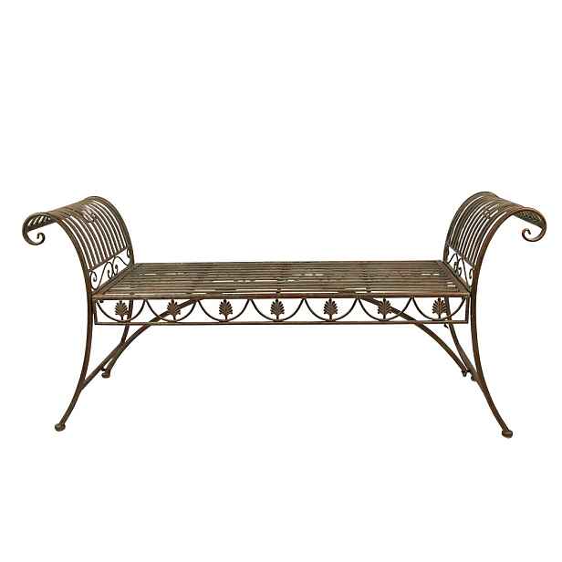 Zeleno-hnědá antik kovová zahradní lavice - 142*41*66 cm Clayre & Eef