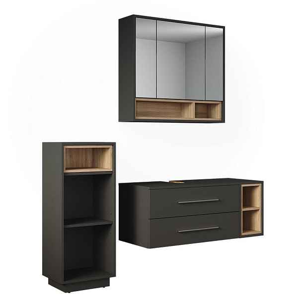 Vicco SADA NÁBYTKU DO KOUPELNY Beatrice, Antracit/Sonoma, 3dílná