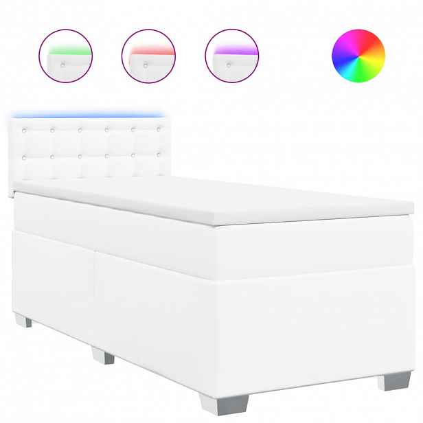 vidaXL Box spring postel s matrací bílá 100x200 cm umělá kůže