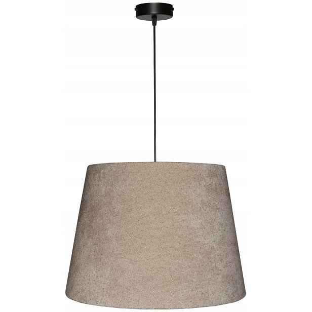 Závěsná lampa E27 béžová Boucle stínidlo kužel 44 cm Zavinovací okraje Venosa