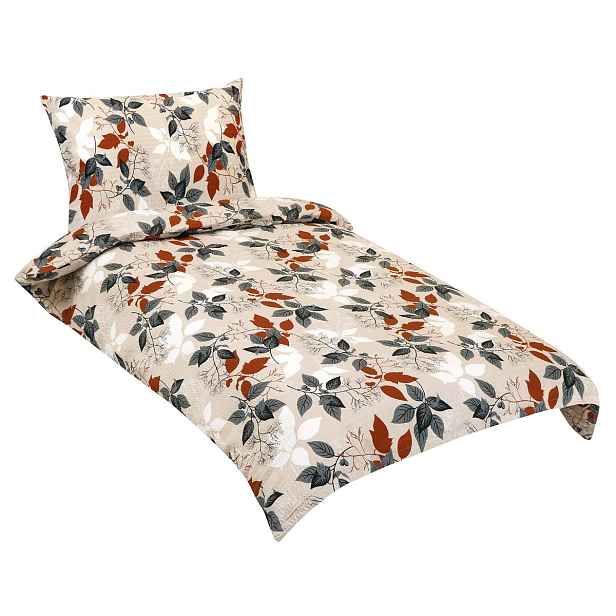 Bellatex Krepové povlečení Podzimní listí, 140 x 220 cm, 70 x 90 cm, 140 x 220 cm, 70 x 90 cm