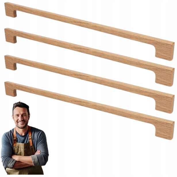 Nábytková Úchytka Dřevěný do skříňky Zásuvky Melvin 224 mm Dubový 4ks
