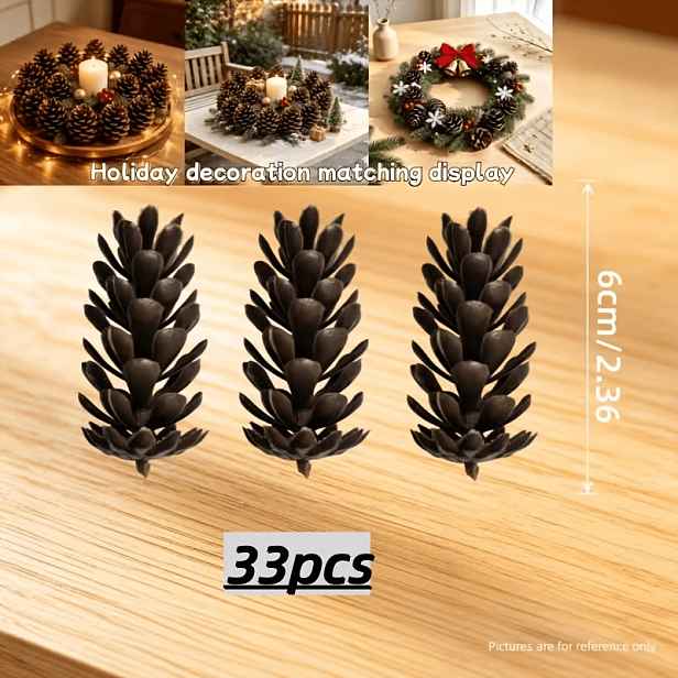 TEMU 33 ks umělých šišek, DIY vánoční dekorace, ozdoba na zavěšení ve tvaru šišky na větvičku vánočního stromku, materiály na věnce, vhodné věnce,