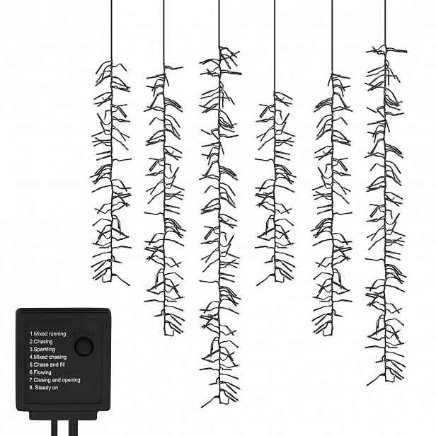 ECD-Germany SVĚTELNÝ ŘETĚZ ZÁVĚS s 480 LED diodami v teplé bílé barvě
