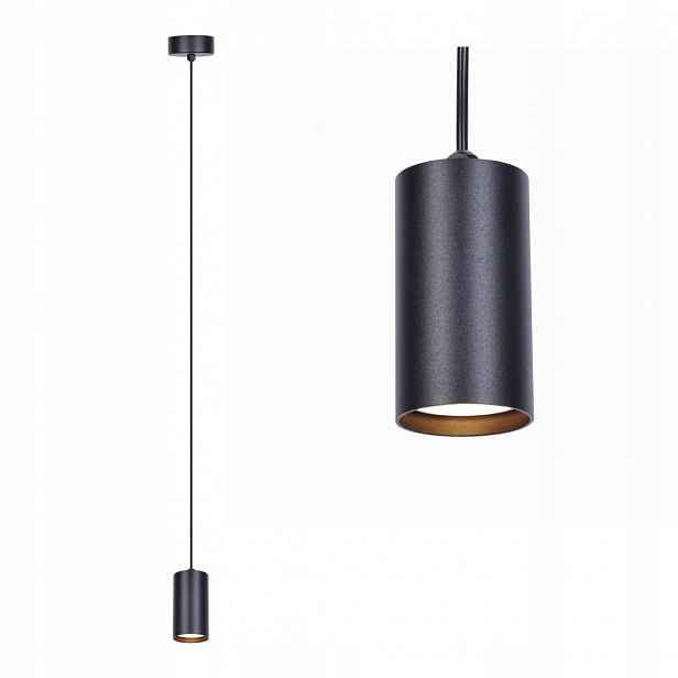 Kaja Závěsná lampa s závěsem Puerto na GU10, barva černá, tuba, stínidlo K-4895