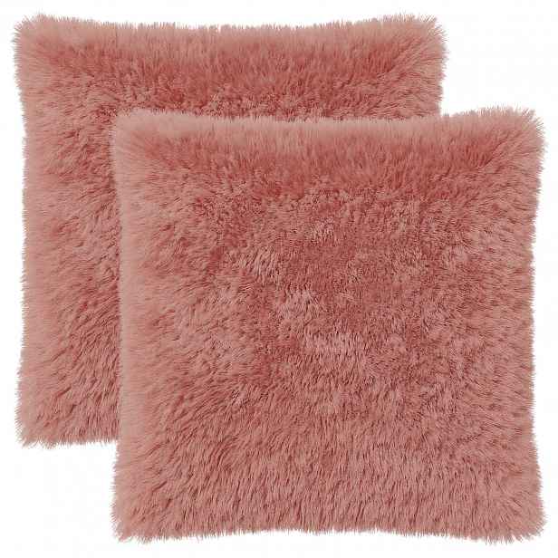 vidaXL Povlak na polštář 2 pcs HEERLEN Růžová 55 x 55 cm PV fleece