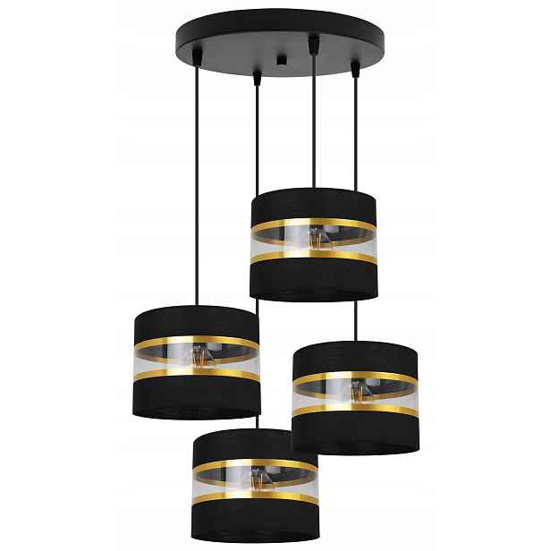 Závěsná Lampa Stropní Lustr Glamour Stínidlo Moderní Zlaté Pruhy