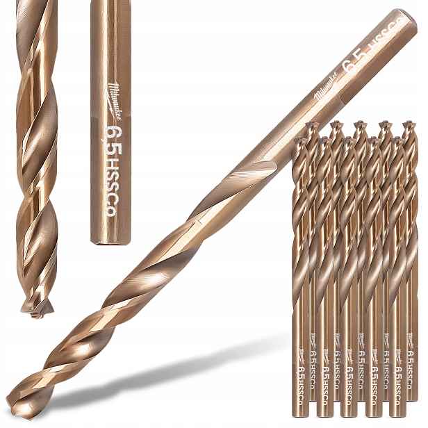 10 x Kobaltové Kovové vrtáky 6,5 mm z nerezové oceli, litina Hss-g Milwau R6
