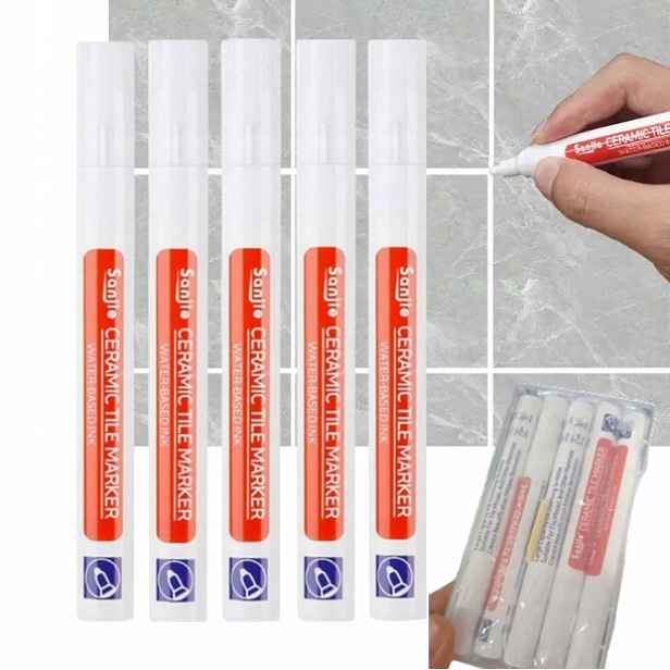 5 x Popisovač Na Spáry Renovace Dlaždic Opravy Spár Voděodolný Bílý