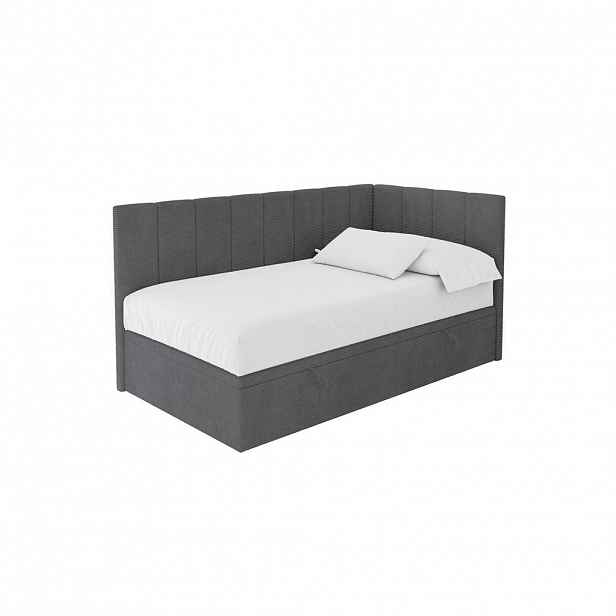 ALTDECOR JEDNOLŮŽKOVÁ POSTEL pro mládež s úložným prostorem vlevo, bez matrace - LOVY 90x200 tmavě šedá