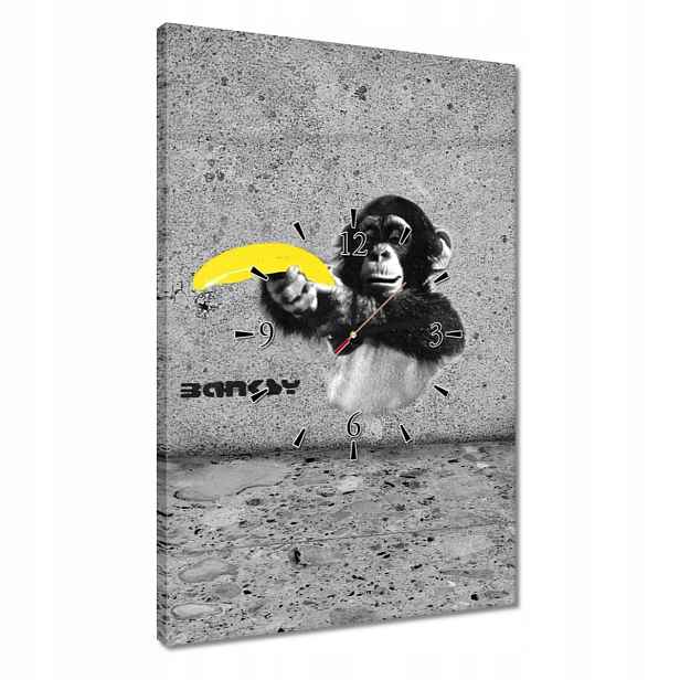 Hodiny 40x60 Banksy Banán Opice