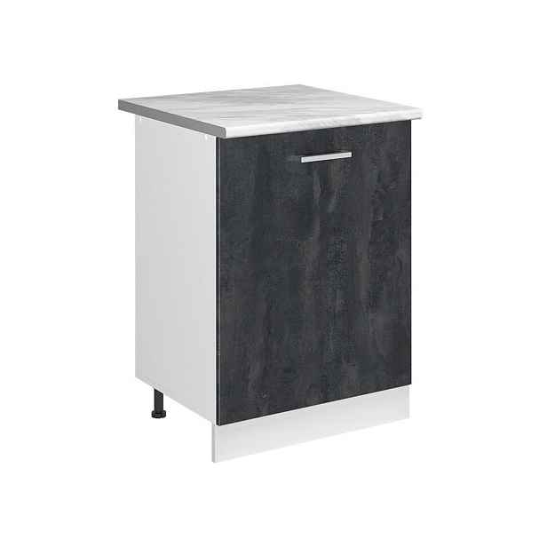 Vicco SPODNÍ SKŘÍŇKA KUCHYŇSKÉ LINKY R-Line, Černý beton/Bílá, 60 cm s 1 dveřmi pracovná doska Mramor