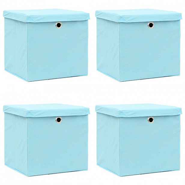 vidaXL Úložné boxy s víky 4 ks bledě modré 32 x 32 x 32 cm textil