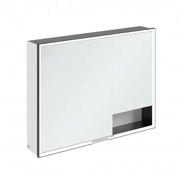 Villeroy & Boch My View+ - Zrcadlová skříňka s LED osvětlením 100x75x17 cm, 2 dvířka, matná černá/šedá B48110VE