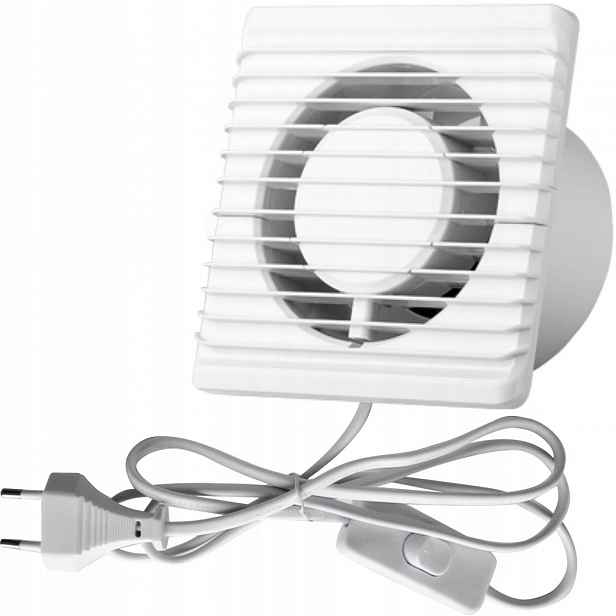 Domácí koupelnový ventilátor 100 mm, montáž na stěnu, montáž na strop, tichý provoz