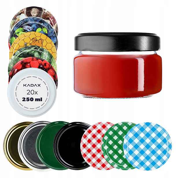 20 x Skleněná Zavařovací Sklenice Na Zavařeniny Med Džem Na Svíčky 250 ml Víčko FI82