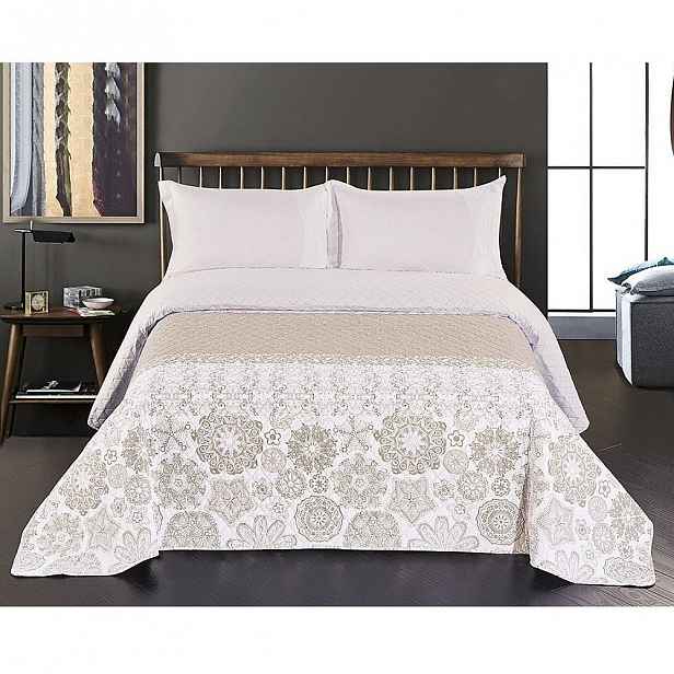 Béžový oboustranný přehoz z mikrovlákna DecoKing Alhambra, 240 x 260 cm