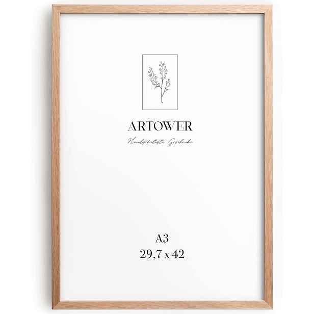 Rámeček Dřevěný A3 29,7x42 CM Dub Artower Sklo