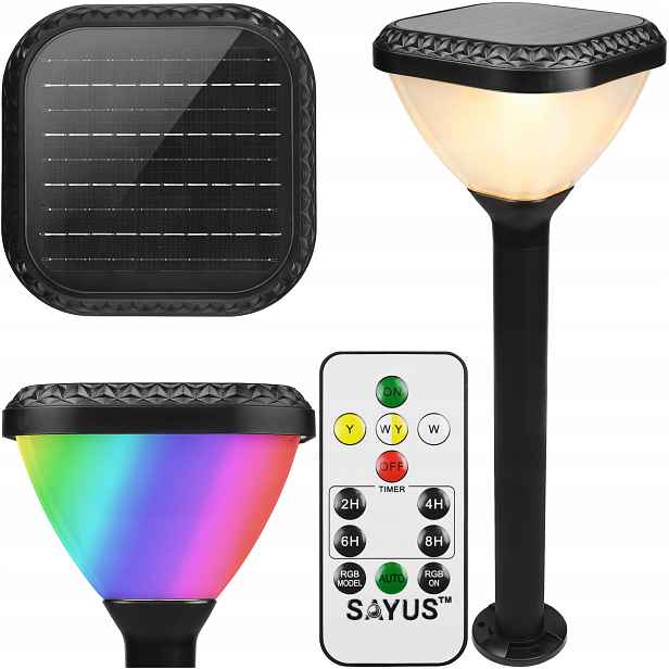 Solární Zahradní Lampa Rgb Led Osvětlovací Sloupek S Dálkovým Ovládáním 80 cm