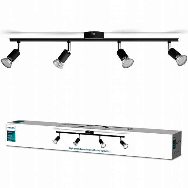Stropní Svítidlo Reflektor Nástěnný 4x GU10 Černá Limbali Philips