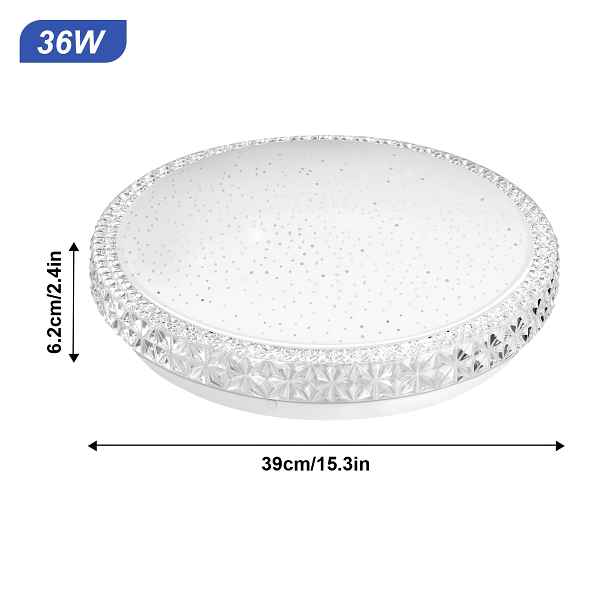 TEMU Moderní LED stropní svítidlo 36W, moderní kulaté stropní svítidlo s hvězdné oblohy, pevně zapojené stropní svítidlo, nestmívatelné stropní