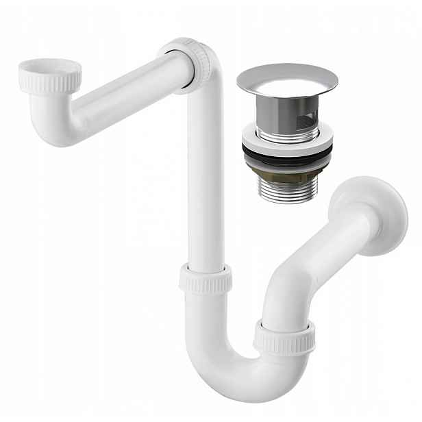 Umyvadlový Sifon Korek Klik Klak Chrom Set Zp