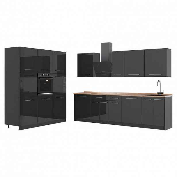 Vicco KUCHYŇSKÝ KOUT Fame-Line, Antracitový vysoký lesk/Antracit, 460 cm, PD Dub