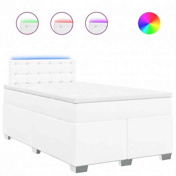 vidaXL Box spring postel s matrací bílá 120x190 cm umělá kůže