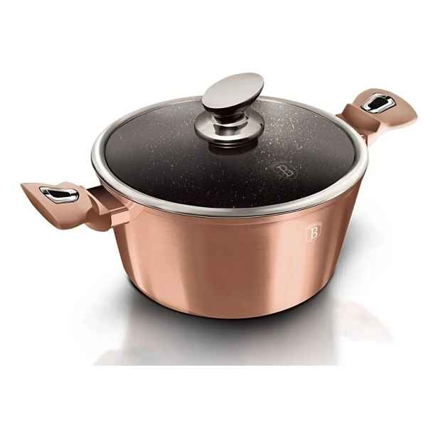 Berlingerhaus Rosegold Metallic Line Kastrol s mramorovým povrchem a